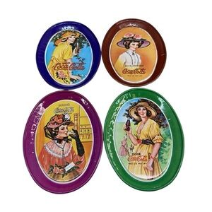 Coca Cola Mini Trays • Gift Co Inc • 1982 Decor 1900s Ladies Set of 4 Vtg